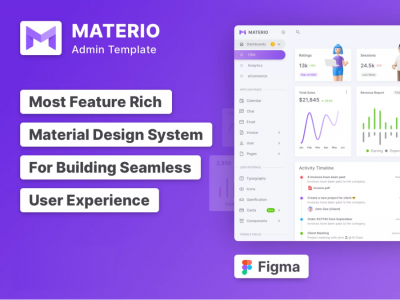 Materio 后台dashboard 模板包&设计系统 .fig素材下载