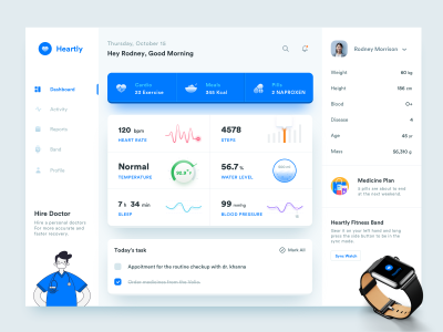 立体风格医疗健康服务dashboard ui .sketch素材下载