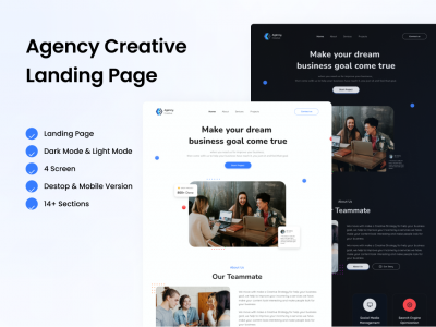 明暗2个响应式网站落地页模板 .fig素材下载