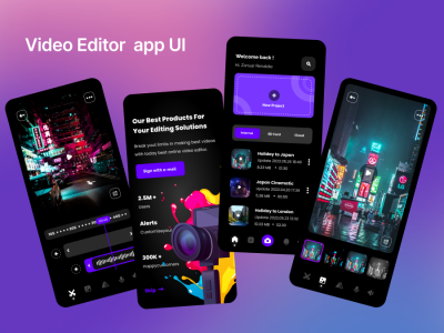 暗黑风格视频剪辑app ui .fig素材下载