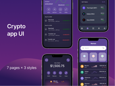 Cypto加密货币app ui 3个风格 .fig素材下载