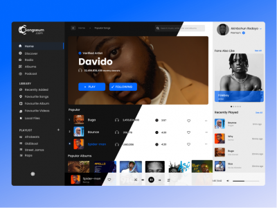 Music UI 音乐软件ui .fig素材下载