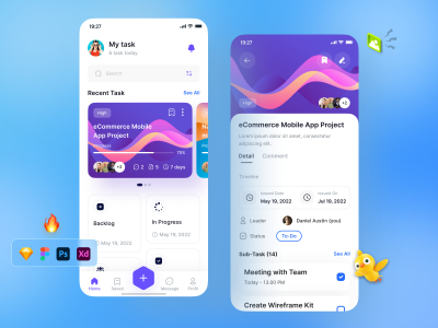 任务管理app ui .fig .sketch .psd .xd素材下载