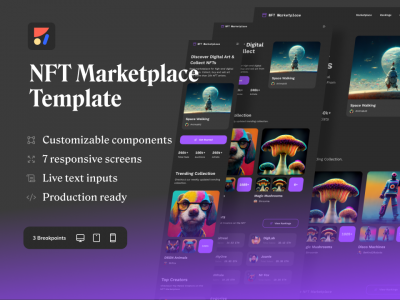 NFT数字藏品网站平台响应式UI模板 .fig素材下载