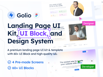 Golio 网站落地页模板组件包 uikit .fig素材下载