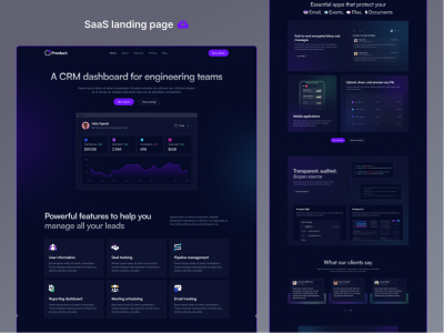 深色SaaS服务网站落地页landing page .fig素材下载