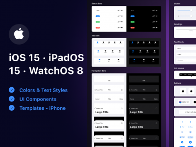 ios 15 ipadOS 15 WatchOS 8 app ui 组件.fig素材下载